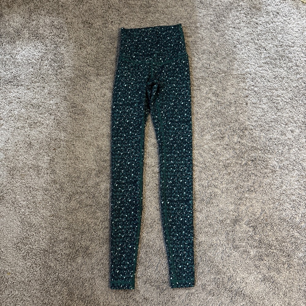 Lululemon Wunder Under Leggings Mountain Peaks‎ Forage Green Sz 2